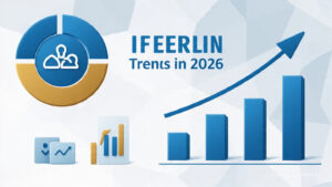 Clean infographic with three icons representing 2026 life insurance trends: mobile digital underwriting, AI brain circuit, and wellness heart icon